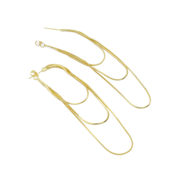 Thin box chain Long dangle Earrings, Sku#Y915
