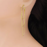 Thin box chain Long dangle Earrings, Sku#Y915