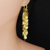 Gold Long round disc Tassels Earrings, Sku#Y916