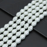 15x18mm Carved Barrel White MOP Beads, Sku#U1217