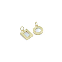 Mop Mother of Pearl Gold Coin Square Pendant Charm, Sku#LX597