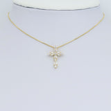 Crystal Silver Gold Cross Shape Charm Pendant, Sku#A376