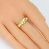 Gold Silver Twisted Dome Adjustable Ring, Sku#A377