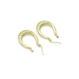Gold Twisted Geometry Oval Hoop Earrings, Sku#Y946