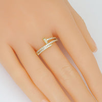 Gold Silver Clear CZ Nail Wrap Adjustable Ring, Sku#A379