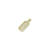 Black Clear CZ Gold Silver Rectangle Print Patten Charm Pendant, Sku#A381