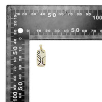 Black Clear CZ Gold Silver Rectangle Print Patten Charm Pendant, Sku#A381