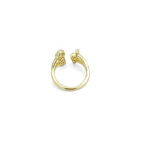 Clear CZ Gold Silver Love Adjustable Ring, Sku#A382