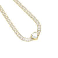 Baguette CZ Removable Heart Center Necklace, Sku#A383