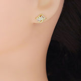 Baguette CZ Gold Fish Shape Stud Earrings, Sku#Y949