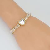 Baguette CZ Heart Sliding Adjustable Bracelet, Sku#A385