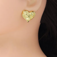 Vintage Gold Heart Stud Earrings, Sku#LD626