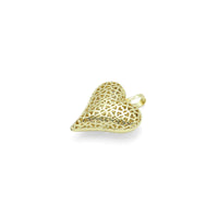 Gold Silver Clear CZ Large Puffy Heart Charm Pendant, Sku#LX660