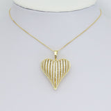 Gold Silver Clear CZ Large Puffy Heart Charm Pendant, Sku#LX660