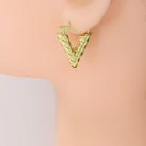 Gold V Shape Geometry Huggie Earrings, Sku#A249