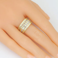 Clear CZ Gold Multiline baguette cz Adjustable Ring, Sku#LX662