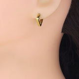 Gold Square Shape Geometry Huggie Earrings, Sku#A254