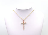 Pink CZ Cross Charm, Sku#LK540