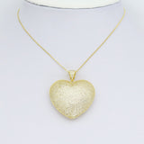 Gold Silver Clear CZ Large Puffy Heart Charm Pendant, Sku#LX663