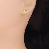 Gold Shape V Wing Shape Stud Earrings, Sku#A167