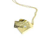 Stainless Steel I Love You Envelope Pendant Necklace , Sku#BXG06