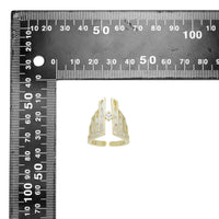 Clear Baguette CZ Warrior Tower Statement Adjustable Ring, Sku#LX673
