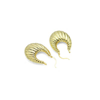 Gold Silver Swirled Chunky Oval Statment Earrings, Sku#A232