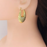 Gold Silver Swirled Chunky Oval Statment Earrings, Sku#A232