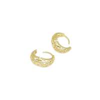 Gold Silver Diamond Cage Huggie Earrings, Sku#A233