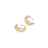 Gold Silver Diamond Cage Huggie Earrings, Sku#A233