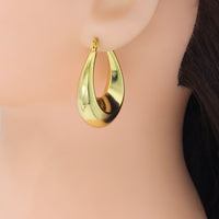 Gold Silver Chunky Oval Statment Earrings, Sku#A234