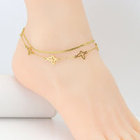 Stainless Steel Butterfly Herringbone Anklet, Sku#BXG04