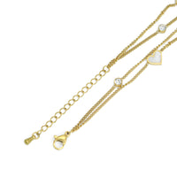 Stainless Steel Pearl Heart Double Chain Anklet, Sku#BXG08