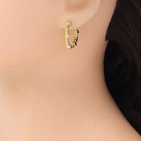 Slippy Gold Screw Stud Hoop Earrings, Sku#LX679