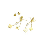 Stainless Steel V Flower Pendant Stud Earrings, Sku#BXG01