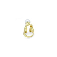 Gold Silver White Pearl Ball Adjustable Ring, Sku#LX683