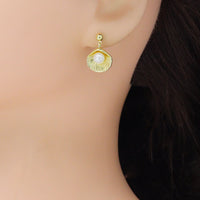 Gold White Pearl  Shell Stud Earrings, Sku#LX782