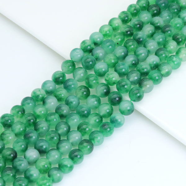 Green Jade Round Smooth Beads, Sku#U2017