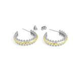 Gold Silver Dual color Spike Hoop Earrings, Sku#LX785