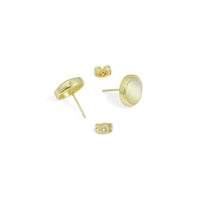 Gold Silver Moonstone cat's eye Stud Earrings, Sku#LX786