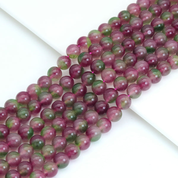 Red Green Jade Round Smooth Beads, Sku#U2018