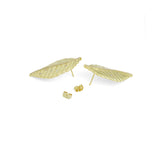 CZ Gold Silver Leaf Shape Statement Earrings, Sku#LX788