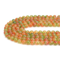 Orange Green Jade Round Smooth Beads, Sku#U2020