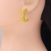 Gold Silver Swirl Half Circle Earrings, Sku#A240