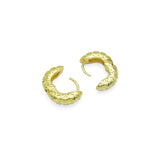 Gold Silver Rhombus patten Chunky Huggie Earrings, Sku#A241