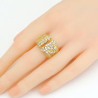 Clear CZ Gold open Cluster of CZ Adjustable Ring, Sku#LX572