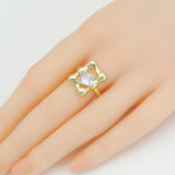 Hammered  Square CZ Rectangle Statement Adjustable Ring, Sku#LD678