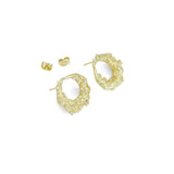 Gold Silver Twisted Hoop with Diamond Stud Earrings, Sku#A242