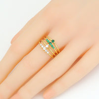 Clear Green CZ multi Lines Adjustable Ring, Sku#LD681