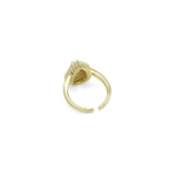 Clear CZ Big Teardrop CZ Gold Adjustable Ring, Sku#A169